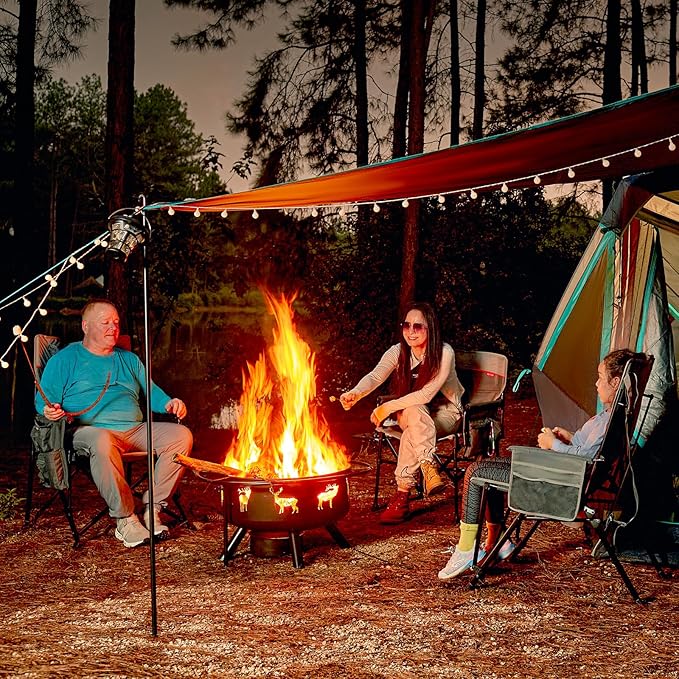 TIMBER RIDGE Oversized Heated Camping Chair with Lumbar Support, Portable Folding Chair Heavy Duty for Adults Supports 450 LBS for Outdoor Camping, Lawn, with High Back (Power Bank not Included)