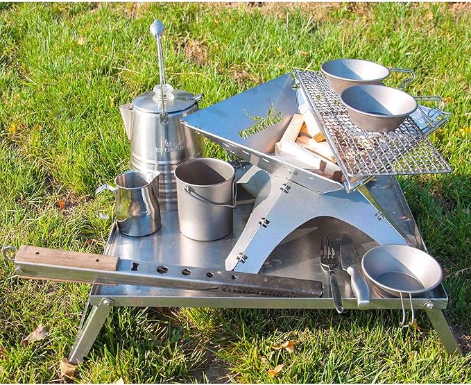 Winnerwell Accessory Table for Flatfold Fire Pit - XL | Portable Stainless Steel Accessory Table for Fire Pan and Camping