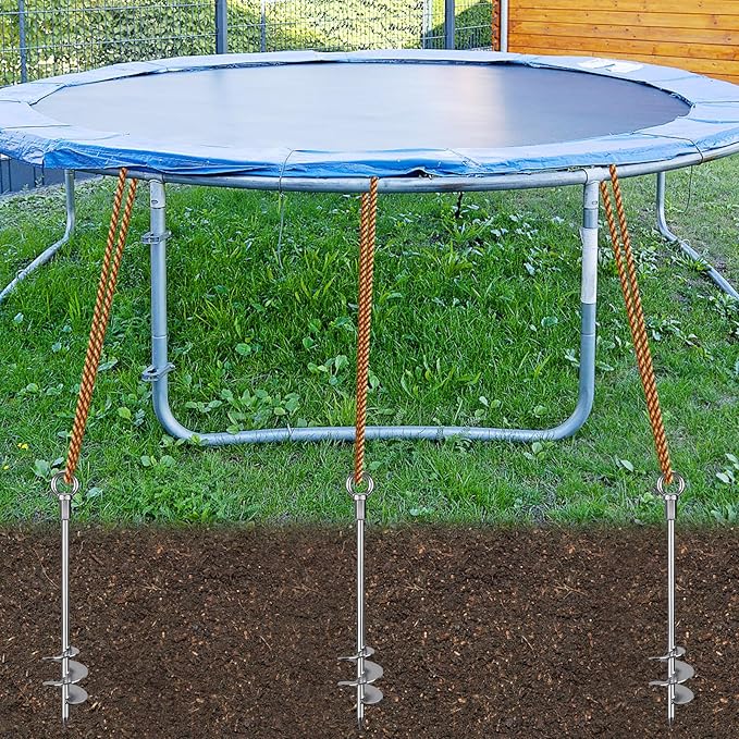 30'' Ground Anchors Screw in Heavy Duty 12mm Solid Steel, 3" Spiral Blade with Smooth Edges, Fully Welded Design for Mobile Home, Shed, Trampoline, Swing Set, Carport, Earth, Tent, 6Pack