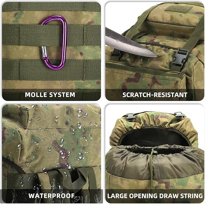King'sGuard 70L Camping Hiking Backpack Tactical Backpack Military Molle Rucksack Backpack for Outdoor