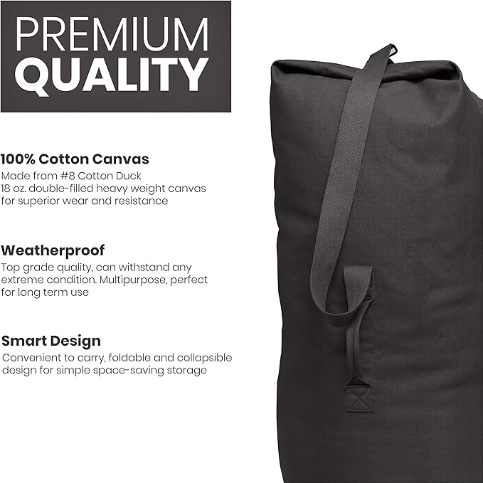 WHITEDUCK 30"x50" (737L) Top Load Canvas Duffel Bag – Military-Grade, Tear-Proof & Weatherproof, Heavy Duty for Travel, Outdoors & Military Use, with Padlock Compatibility, 5 Colors