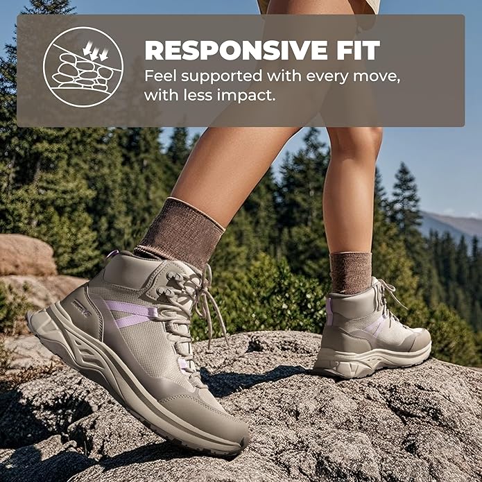 NORTIV 8 Women's Hiking Boots Waterproof Lightweight Outdoor Trekking Comfortable Non-Slip Backpacking Camping Ankle Boot Hollow