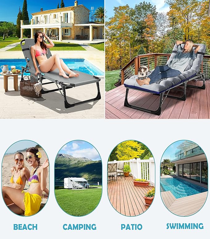 ABORON Folding Camping Cot for Adults, Double Layer 1200D, 500lb Capacity, Heavy Duty Guest Cot with Mat & Carrying Bag for Indoor & Outdoor Use