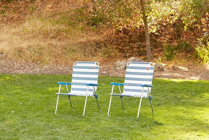 OmniCore Designs New Standard Folding Camp/Lawn Chair (2 Pack) - Blue/White