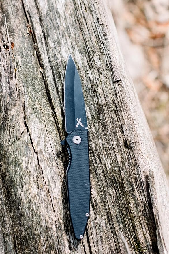 Folding Blade Pocket Knife, 3.6" 3cr13 Steel Blade, EDC Knife with G10 Handle, and Belt Clip for Camping, Survival and Backpacking - Black