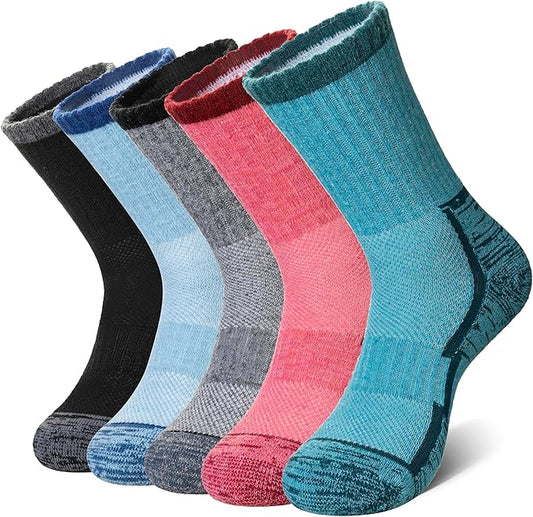 DoSmart Merino Wool Hiking Socks for Women Thermal Winter Warm Moisture Wicking Boot Work Cushion Gift Socks 5 Pairs