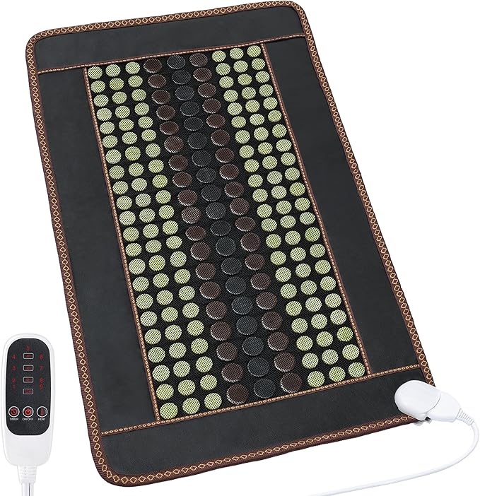 Far Infrared Heating Pad, Natural Jade and 2 Different Tourmaline Large Heating Pad, Electric Heating Pads for Back Abdomen, Auto Shut Off Function, 41.5" X 24",Father's Day Gifts