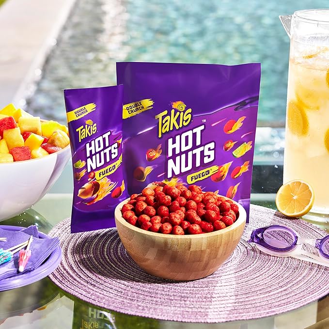 Takis Fuego Hot Nuts 36 Pack / 3.2 oz Snack Size Case, Hot Chili Pepper & Lime Flavored Extreme Spicy Double-Crunch Peanuts