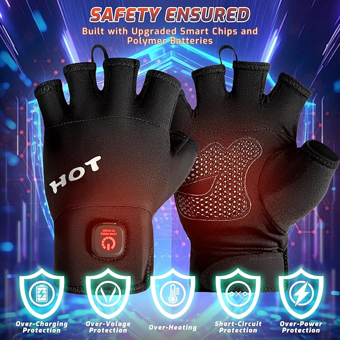 Heated Gloves for Men Women- Rechargeable Touchscreen Cold Winter Work Arthritis Pain Relief Hand Warmers Hot Compress Reusable, Heated Gloves for Cold Winter Arthritis Hands Skiing Hunting