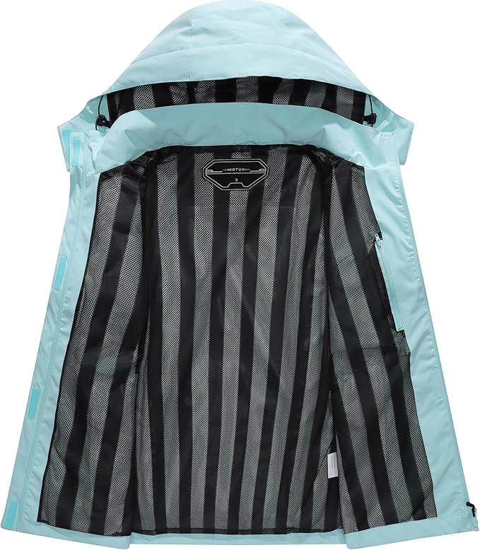 Women's Waterproof Raincoat Lightweight Rain Jacket Detachable Hood Travel Outdoor