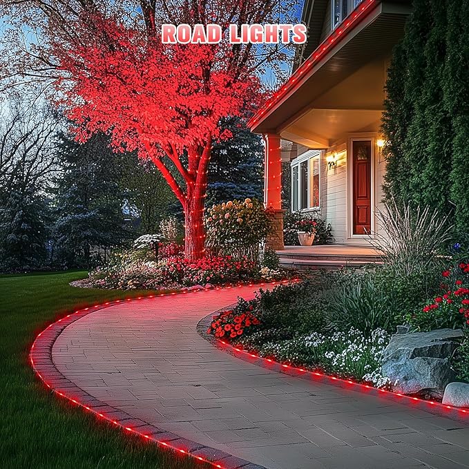 JMEXSUSS 2 * 200 LED Red Solar Rope Lights, 66ft IP 65 Waterproof Solar String Light Outdoor, 8 Modes Christmas Lights for Camp Trampoline Ladder Slide Tent
