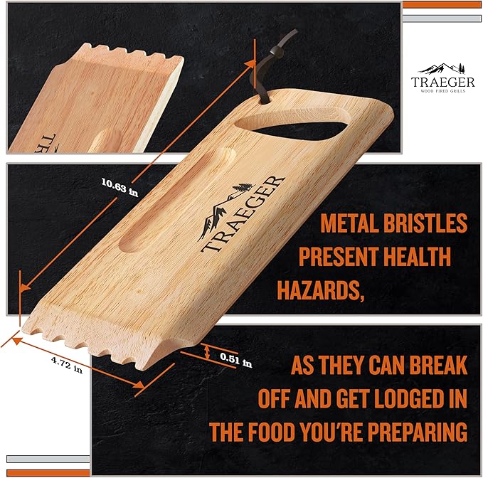 Traeger Grills BAC454 Wooden Grill Scraper – Solid Hardwood Grill Grate Cleaner, Compatible with Pro Series, Ironwood, and Timberline Grills, Safe Bristle-Free Grill Cleaning Accessory