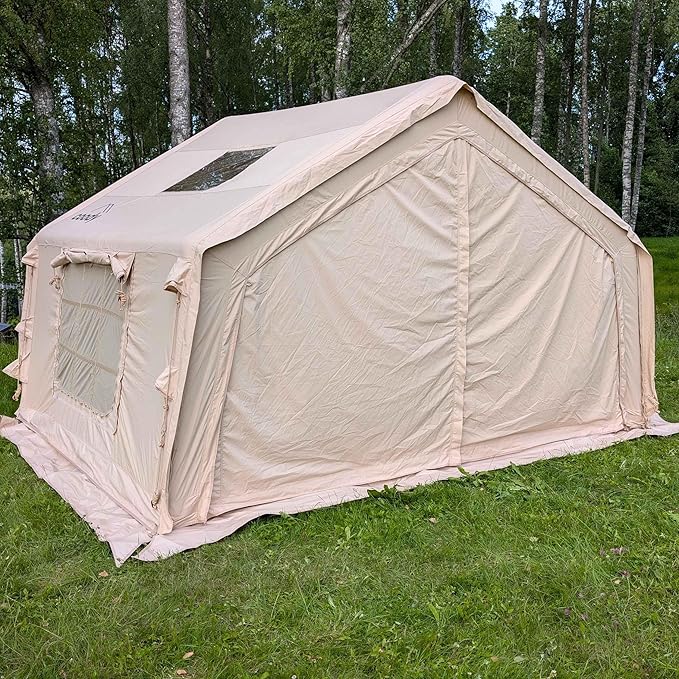 Coody | Rbm Outdoors Koala/Hub/Octopus Inflatable Tents for Camping with Stove Jack, 2/8/10 Person Luxury Canvas Blow Up Tent, 2 Room, Easy Setup Casa de Campaña, Large Inflatable House with Pump