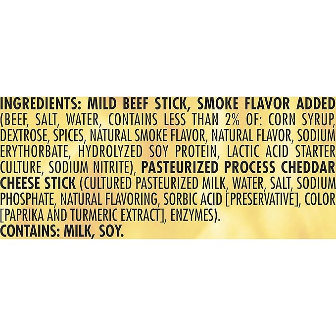 Slim Jim Beef 'N Cheese Smoked Meat Sticks, Mild Flavor, High Protein, 3.0 oz. (18 Count)