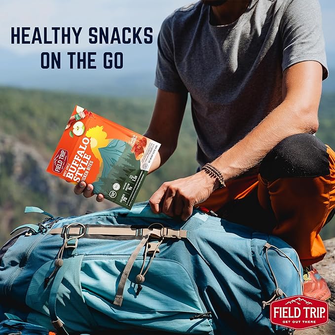 Field Trip Chicken Jerky Bites, All Natural and Gluten Free, Keto and Paleo-Friendly Healthy Snack, Low Calorie, High Protein Snacks with No Nitrates, 2.2oz Bag, 4 Pack, Spicy Buffalo Style