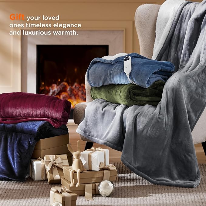 Bedsure Electric Blanket Twin - Soft Flannel Heated Blanket, Fast Heating with 10 Time Settings & 6 Heat Settings, Warm Gift for Grandma (62x84 inches, Taupe)