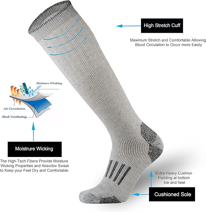 ONKE Max Full Cushion Knee High Socks for Men Steel Toe Work Boot Over the Calf OTC Moisture Wicking Thermal Hiking Hunting