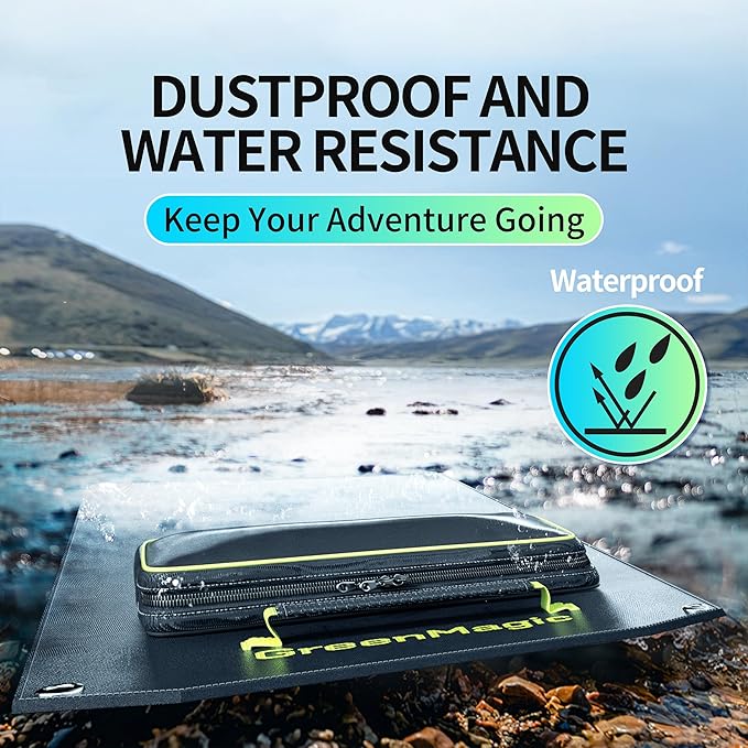 Greenmagic 60 Watt Portable Solar Panel for Smartwatches, Phones, Powerbank, Tablets, Laptops, Cameras, Game Consoles etc Waterproof, Fast Charging for Home, Camping & RV