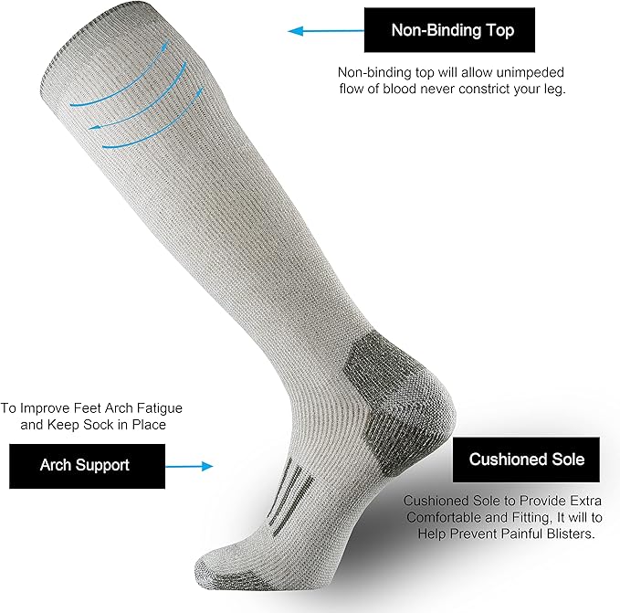 ONKE Max Full Cushion Knee High Socks for Men Steel Toe Work Boot Over the Calf OTC Moisture Wicking Thermal Hiking Hunting