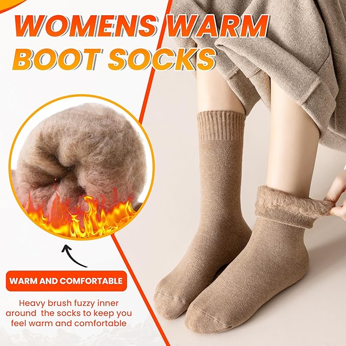 Velice Winter Warm Thermal Socks for Women Extra Thick Insulated Heated Crew Boot Socks for Cold Weather 5 Pairs