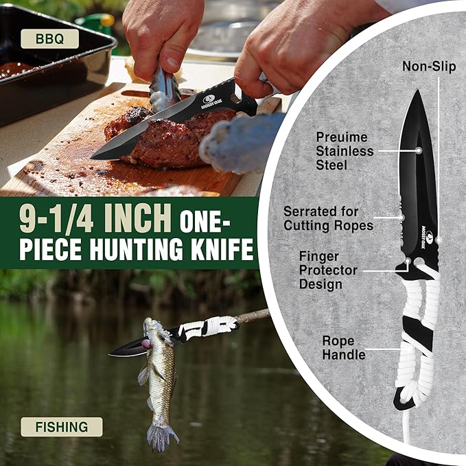 Mossy Oak Hatchet and Machete Knife Set with Sheath, One-Piece Axe & Hunting Knives with Paracord Handle, Zoomable Flashlight, Many Other Tools, Ideal Gift for Men Who Likes Hunting Outdoor Adventure