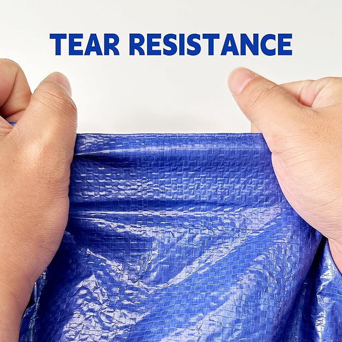 Tarp 10x10 ft (4-Pack) 100% Waterproof Uv Resistant High Durability Multipurpose 5mil Blue Tarp for Covering Courtyards, Cars, Camping, Gardens, Pet Nests -by MVPNET