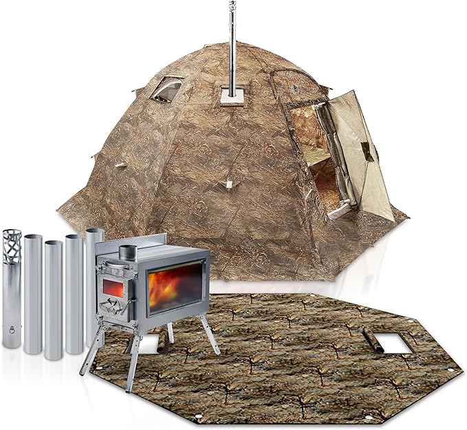 Rbm Outdoors Hot Tent with Stove Jack, Easy Setup 4 Season Winter Tents for Camping, Cold Weather Wall Double Layer Waterproof & Windproof Shelter