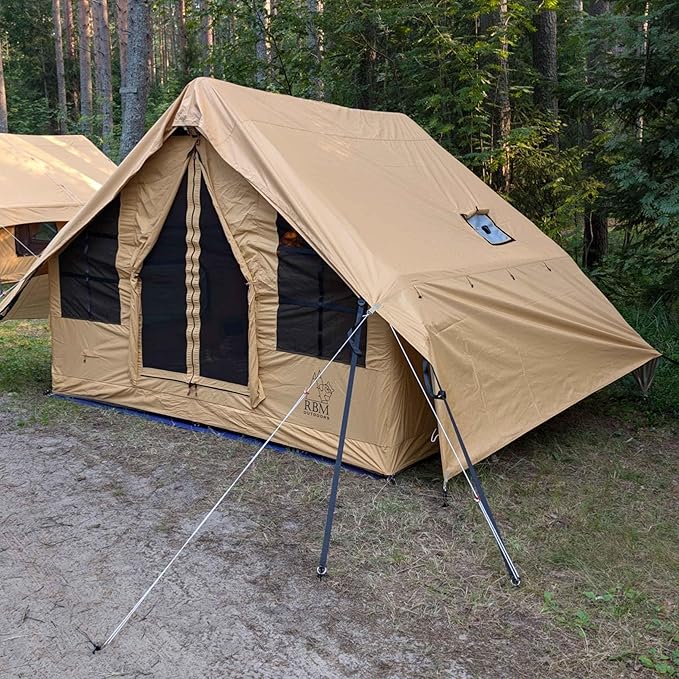 Panda Inflatable Tents for Camping with Stove Jack, Canvas Blow Up, Easy Setup Inflatable Tent, Waterproof Hot Inflatable Outdoor House, Casa de Campaña with Hand Pump
