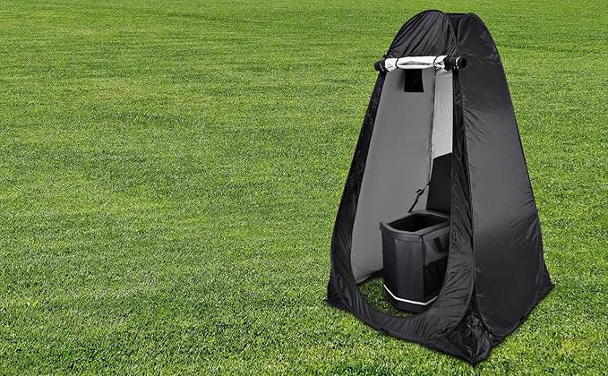 Pop Up Privacy Tent for Portable Toilet. Camp Shower or Changing Tent, Water-Repellent, Compact, UV-Protective. Ideal for Beach, Hiking, Camping Essentials and Festivals. Includes Carry Bag.