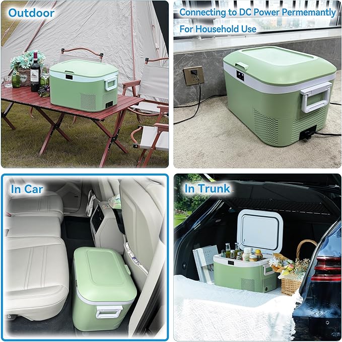 12 Volt Refrigerator Portable Car Freezer 13.5 Quart (12.8 Liter) Compressor Cooler 12V/24V DC 110~240 Volt AC for Truck Van RV Camper SUV Boat Travel Camping Road Trips Tailgating -18℃~+15℃