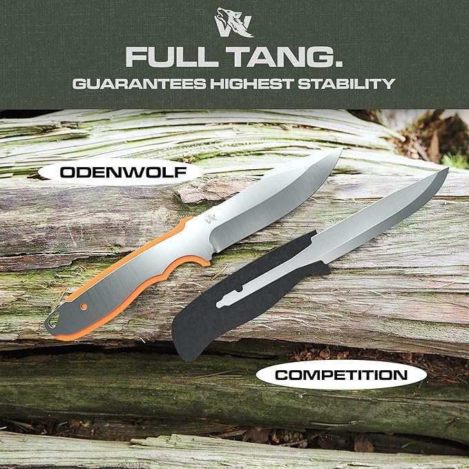 WOLF-I Full Tang Survival Knife with Sheath - Stylish Tactical Fixed Blade - Made of 440C Steel - Bushcraft and Camping Knife Survival - Perfect EDC Outdoor Knife with TPE Handle