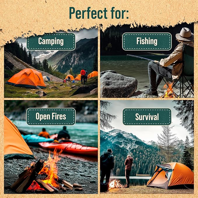 35 pcs Fire Starters for Campfires - Natural Fire Starters Sticks - Water Resistant & Odorless - All-Weather Charcoal Starter - for Indoor and Outdoor Use