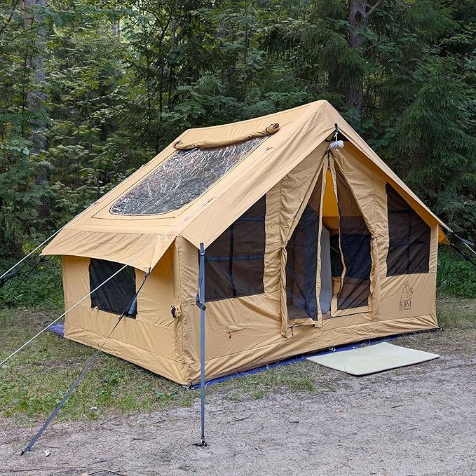 Panda Inflatable Tents for Camping with Stove Jack, Canvas Blow Up, Easy Setup Inflatable Tent, Waterproof Hot Inflatable Outdoor House, Casa de Campaña with Hand Pump
