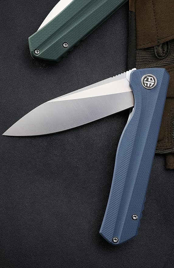 Petrified fish G10 handle D2 steel blade 2CR13 liner ball bearing flipper folding knife camping hunting EDC pocket tool PF818 (Purple, Satin)