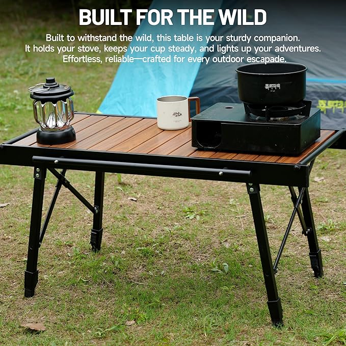 Himalaya Folding Camping Table IGT Portable Outdoor Camp Kitchen System, Adjustable Aluminum Foldable, Ultralight Lightweight with Carrying Zipper Bag for Patio BBQ Backyard Car Camping Picnic RV