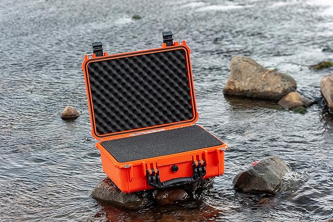MEIJIA Portable All Weather Waterproof Camera Case With Foam,Fit Use of Drones,Camera,Equipments,Pistols,15.98x12.99x6.85inches