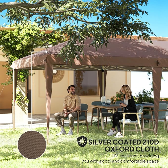 Outsunny 10' x 20' Pop Up Canopy Tent, Upgraded Heavy Duty Tents for Parties, Outdoor Instant Gazebo Sun Shade Shelter with Carry Bag, for Catering, Events, Wedding, Backyard BBQ, Coffee
