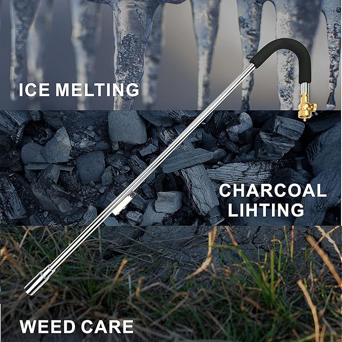 CAMPFIRE Propane Torch Weed Burner Propane Weed Torch with Turbo Trigger Push Button Igniter,Garden Torch for Weeds for Roof Asphalt,Ice Snow,Road Marking,Charcoal