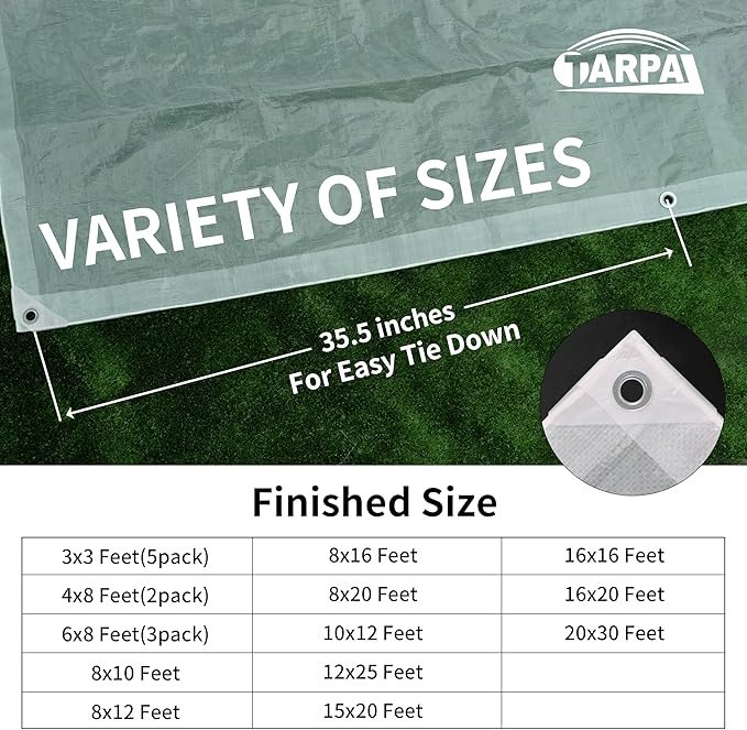TARPAL 16'x16' Semi Clear White Tarp Waterproof Green House Cover with Grommets 7.5mil Clear Poly tarps for Gardening,Farm, Garden,Chicken Coops,Outdoor