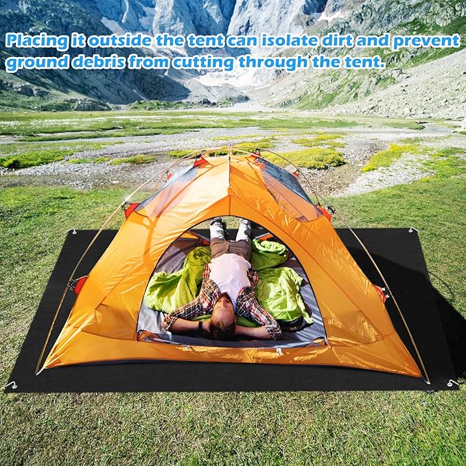 Camping Tent Carpet Mat, Large Picnic Blanket Waterproof Outdoor Camping Rugs Keeps You Warm & Dry Felt Tents Floor Mat with Storage Strap and Stakes for Hiking Lawn Inside Outside Tents, 6.2 X 5 Ft