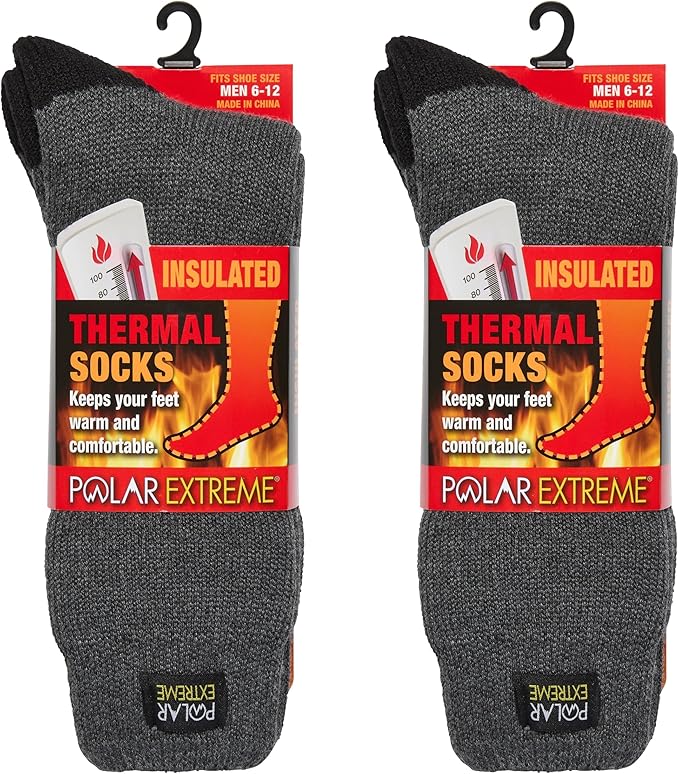 Thermal Hiking Socks – Cushioned, Insulated, Warm para Boots, Men & Women, One Size Fits Most 6-12, 2-Pack