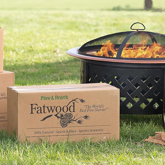 Plow & Hearth 40 LB Fatwood Fire Starter, Organic Kindling Sticks, Non Toxic All Natural Firestarters for Wood Stoves Fireplaces Campfires Fire Pits, Easy Ignition Fat Wood