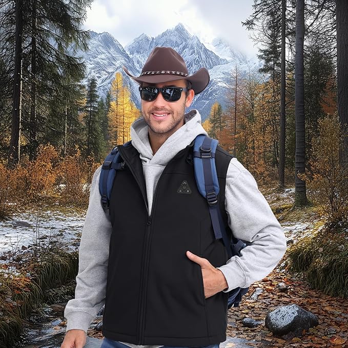 Heated Vest for Men with Battery Pack Included, Water & Wind Resistance Softshell Electric Vest for Hunting Hiking