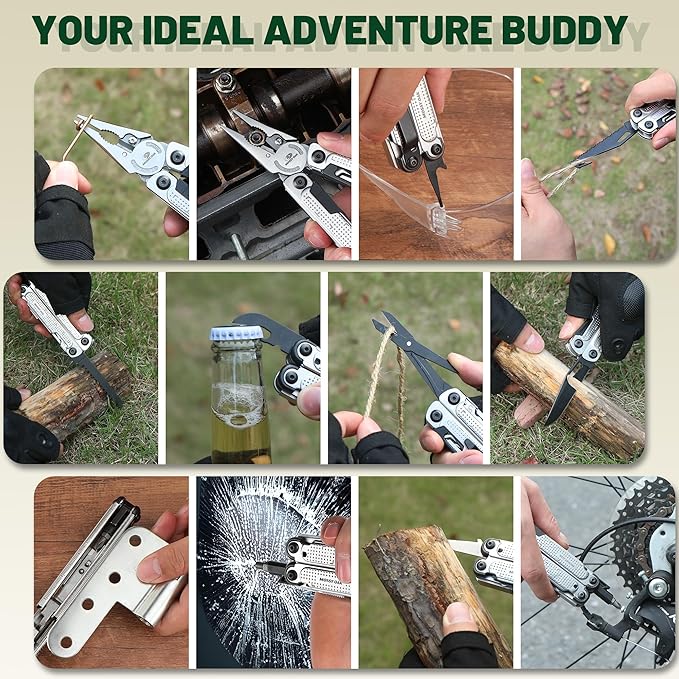 MOSSY OAK Multitool, 20-in-1 Stainless Steel Multi Tool Pliers, Self-locking Pliers with Sheath-Perfect for Outdoor, Survival, Camping, Hiking