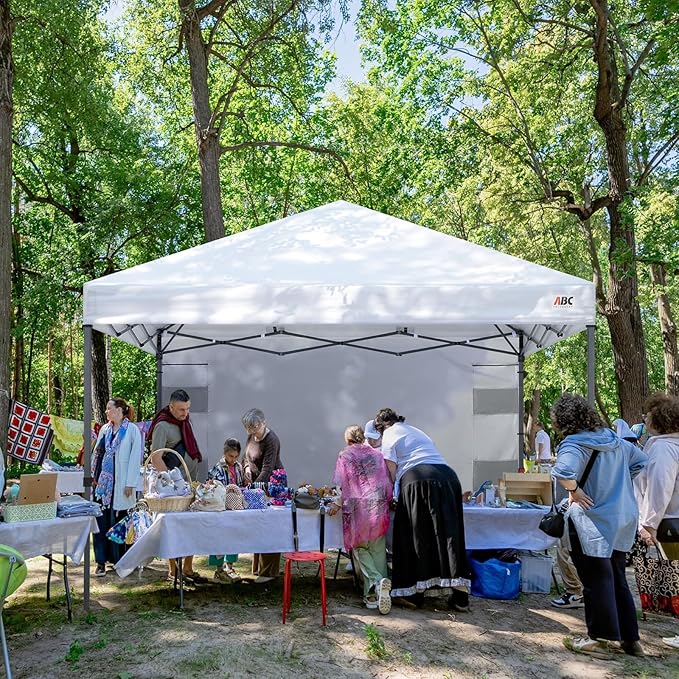 ABCCANOPY Pop Up Canopy with Sidewall,10x10 Outdoor Canopy Tent with Storage Sidewall for Commercial Events with 4 Weights (White)