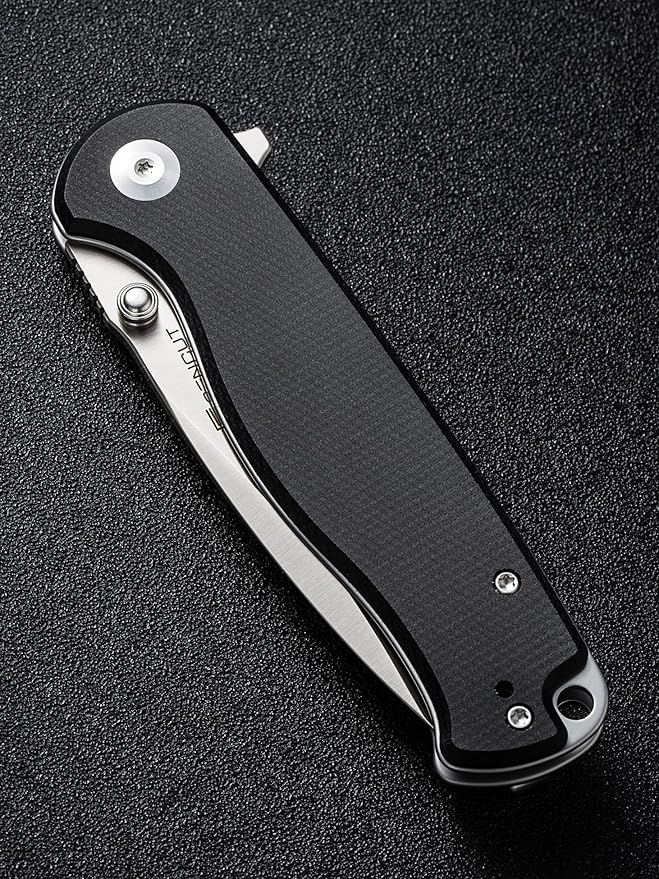 SENCUT Errant Pocket Knife, Camping Folding Knife with Micarta Handle and 3.45" 9Cr18MoV Blade, EDC Knife for Outdoor Work S23054B-3(Black)