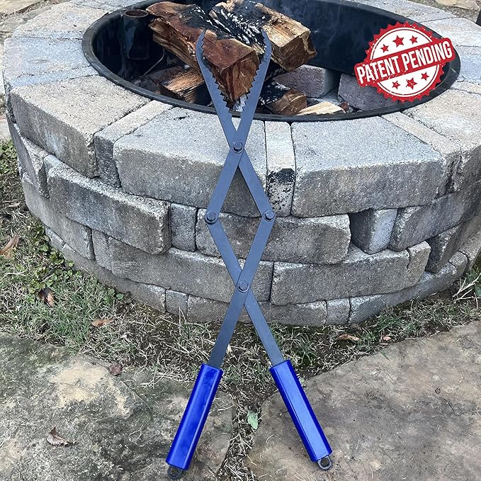 Firewood Tongs 28in Heavy Duty Fire Tongs for Fire Pit Bonfire Campfire Outdoor Indoor Log Grabber Rustproof Safely Moves Firewood