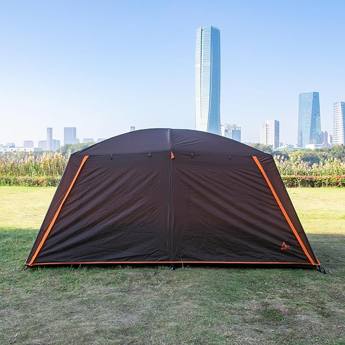 KTT Extra Large Tent 6-10-12-14 Person(A),Family Cabin Tents,2 Rooms,3 Doors and 3 Windows with Mesh,Straight Wall,Waterproof,Double Layer,Big Tent for Outdoor,Picnic,Camping,Family Gathering