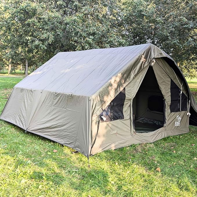 Panda Inflatable Tents for Camping with Stove Jack, Canvas Blow Up, Easy Setup Inflatable Tent, Waterproof Hot Inflatable Outdoor House, Casa de Campaña with Hand Pump