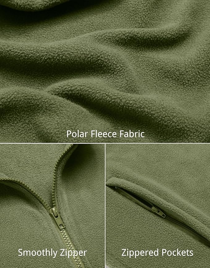 COOFANDY Mens Polar Fleece Vest Lightweight Sleeveless Jacket Warm Zip up Outerwear Vests with Zipper Pockets for Hiking
